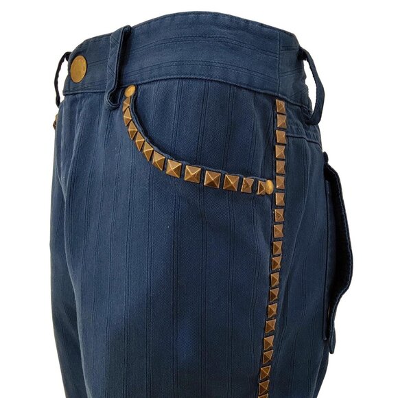 Blue Flare Embellished Men's Blue Pants - Picture 1 of 9